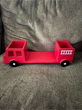 Red Wooden Fire Truck Shelf Organizer - creative concepts for kids
